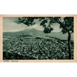 Carte postale CPSM Naples Panorama Vésuve Italie oblitération Napoli Ferrovia 1954