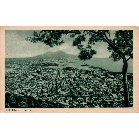 Carte postale CPSM Naples Panorama Vésuve Italie oblitération Napoli Ferrovia 1954