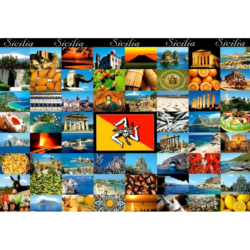 Carte postale moderne multivues Sicile Italie Etna temples paysages tourisme