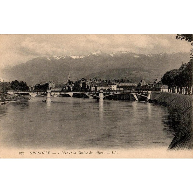 Carte postale ancienne Grenoble Isère chaîne des Alpes paysage historique