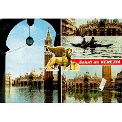 Multivues de la Piazza San Marco inondée à Venise Italie Carte Postale CPSM