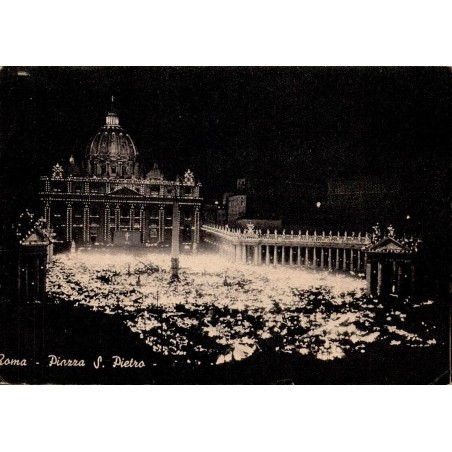 Place Saint-Pierre illuminée à Rome Cité du Vatican Carte Postale CPA