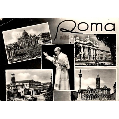 Pie XII et basiliques de Rome Italie Carte Postale CPSM