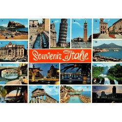 Souvenir d'Italie carte postale multivues Rome Venise Pise Naples années 1970