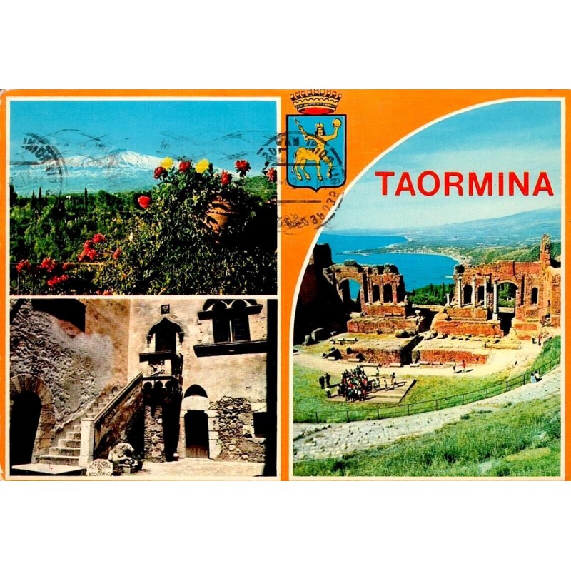 Taormina Sicile théâtre antique Etna carte postale moderne multivues