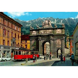 Innsbruck Triumphpforte Autriche carte postale moderne tramway Tyrol
