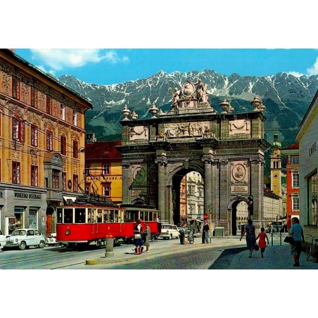 Innsbruck Triumphpforte Autriche carte postale moderne tramway Tyrol