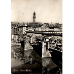 CPSM Florence Ponte Vecchio sur l'Arno et Palazzo Vecchio Italie vue panoramique noir et blanc