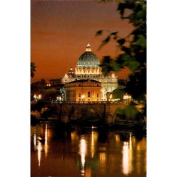 CPM Rome Basilique Saint-Pierre de nuit Vatican Italie carte circulée