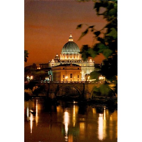 CPM Rome Basilique Saint-Pierre de nuit Vatican Italie carte circulée