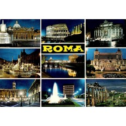 CPM Roma vues nocturnes monuments Rome Italie carte postale circulée 1987