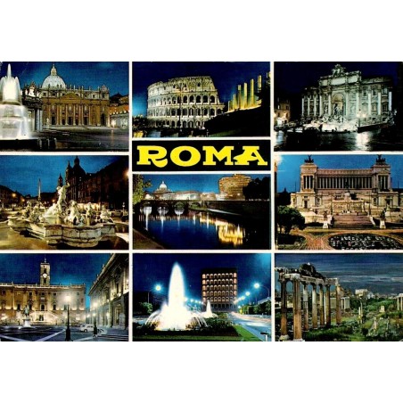 CPM Roma vues nocturnes monuments Rome Italie carte postale circulée 1987