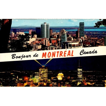 CPM Montréal panorama de jour et de nuit depuis le Mont-Royal Québec Canada