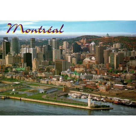 CPM Montréal vue aérienne Vieux-Port Vieux-Montréal Mont Royal