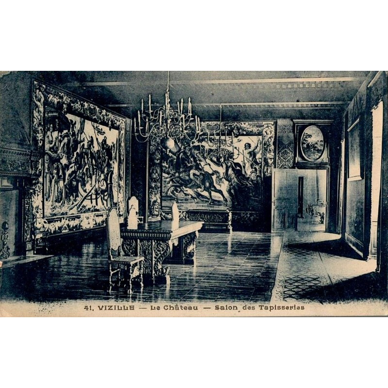 Carte postale ancienne château de Vizille salon des tapisseries intérieur