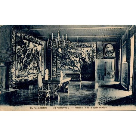 Carte postale ancienne château de Vizille salon des tapisseries intérieur