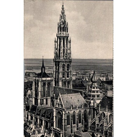 CPSM de la cathédrale Notre-Dame d'Anvers vue aérienne en Belgique