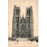 CPA Bruxelles façade de la cathédrale Sainte-Gudule avec timbre belge de 1908
