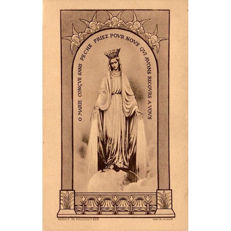 CPA Abbaye de Maredret représentant la Vierge de l'Immaculée Conception avec prière mariale