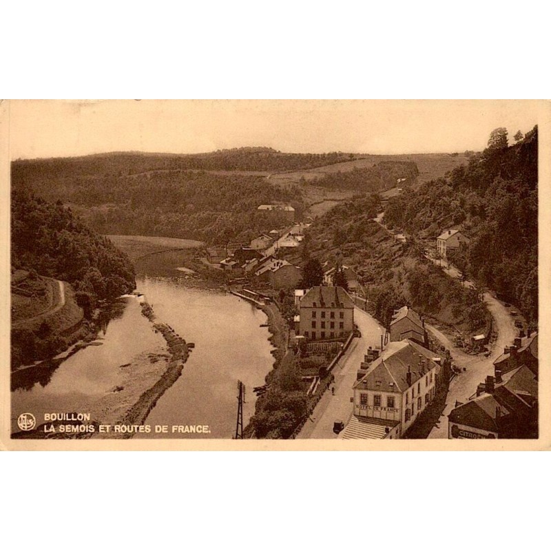 CPA Bouillon vue panoramique de la Semois et des Routes de France avec double affranchissement belge