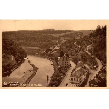 CPA Bouillon vue panoramique de la Semois et des Routes de France avec double affranchissement belge