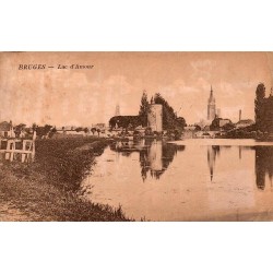 CPA Bruges Lac d'Amour Minnewater Belgique circulée en 1920