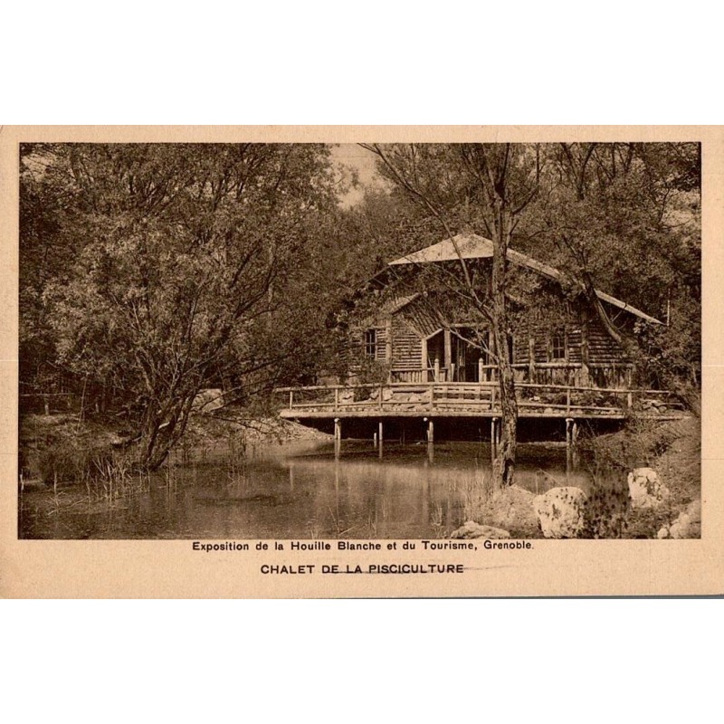 Carte postale ancienne Grenoble exposition piscine chalets houille blanche tourisme