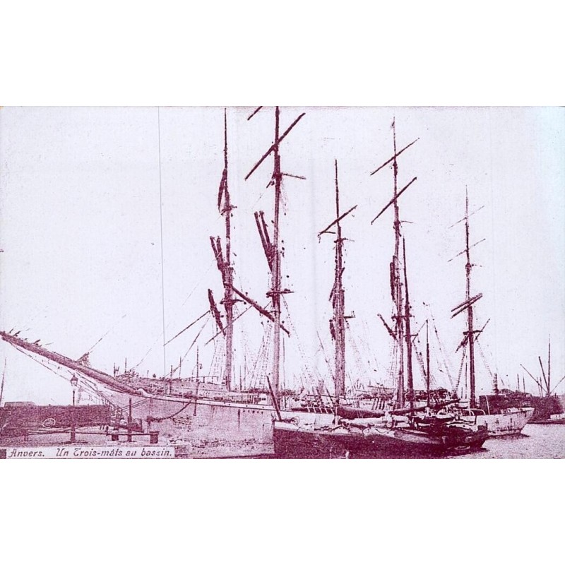 CPA Anvers trois-mâts dans le bassin du port de Belgique