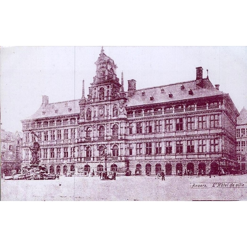 CPA Anvers Hôtel de Ville et fontaine de Brabo Grand-Place Belgique