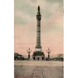 CPA Bruxelles Colonne du Congrès circulée en 1908 avec deux timbres belges