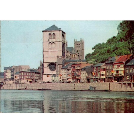 CPSM Huy collégiale Notre-Dame vue depuis la Meuse Belgique circulée en 1960