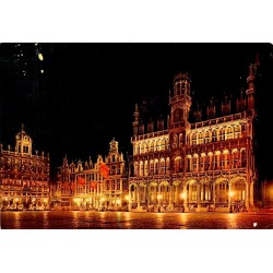 CPM Grand-Place de Bruxelles de nuit Maison du Roi Belgique carte vierge