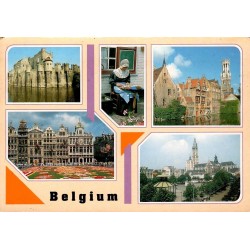 CPM multivues Belgique château des Comtes Bruges Bruxelles Anvers circulée en 1991