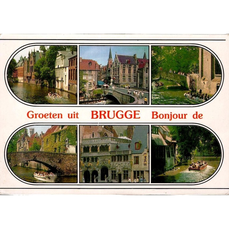 CPM multi-vues Bruges Belgique canaux Rozenhoedkaai Groene Rei patrimoine UNESCO