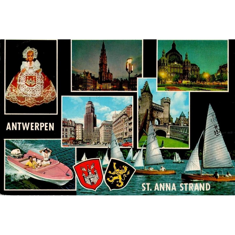 CPSM Antwerpen St Anna Strand Belgique montage touristique circulée 1969