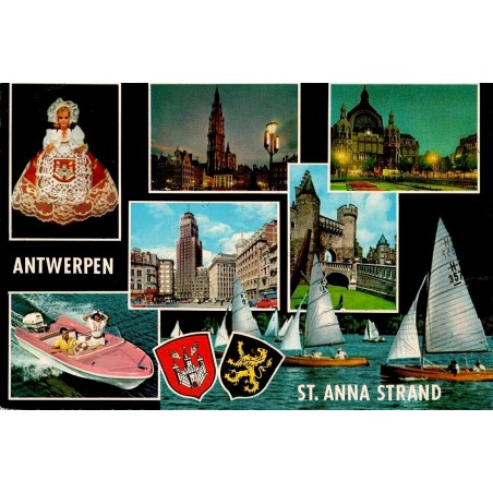 CPSM Antwerpen St Anna Strand Belgique montage touristique circulée 1969
