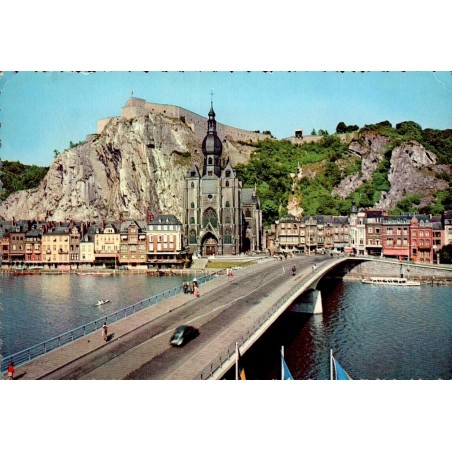 CPSM Dinant pont église Notre-Dame téléphérique citadelle Belgique carte postale