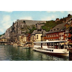 CPSM Dinant bateaux touristiques Meuse citadelle collégiale Belgique carte postale