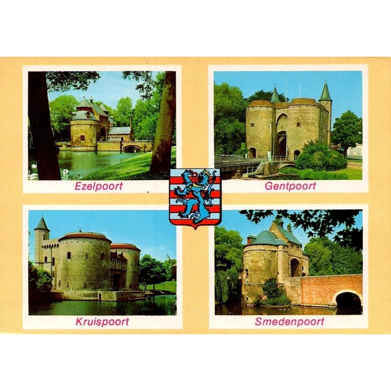 CPM Bruges portes historiques Ezelpoort Gentpoort Kruispoort Smedenpoort Belgique
