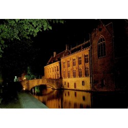 CPM Bruges Groene Rei Quai Vert vue nocturne Belgique circulée