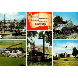 CPSM Bastogne Belgique Mardasson char Sherman vues multiples
