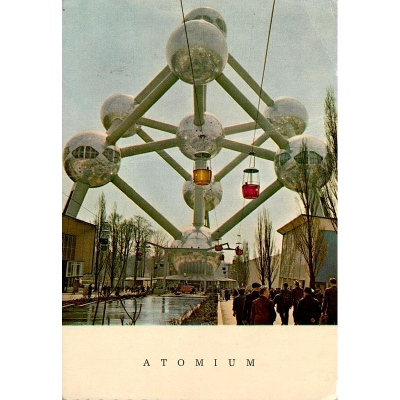 CPSM Bruxelles Atomium Belgique Expo 58 cachet estampillée à l'Atomium