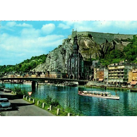 CPSM Dinant vue générale citadelle collégiale bateau Meuse Belgique