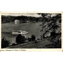 CPSM Essen Baldeneysee à Hügel avec bateau et Bootshaus Allemagne, circulée en 1956