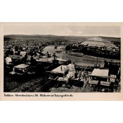 CPA Koblenz vue d’Ehrenbreitstein sur le Rhin et Deutsches Eck avec terrasse de la forteresse