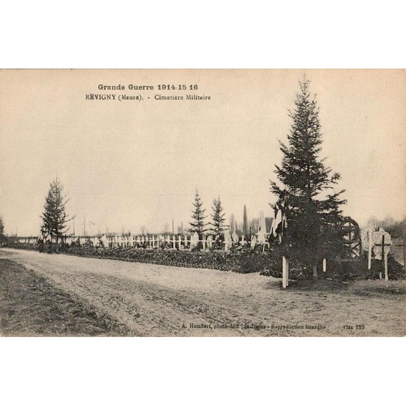 Carte postale ancienne du cimetière militaire de Revigny-Meuse durant la Grande Guerre