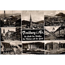 CPSM Freiburg im Breisgau multivues Münster Martinstor Schwabentor Schauinsland Forêt-Noire Allemagne