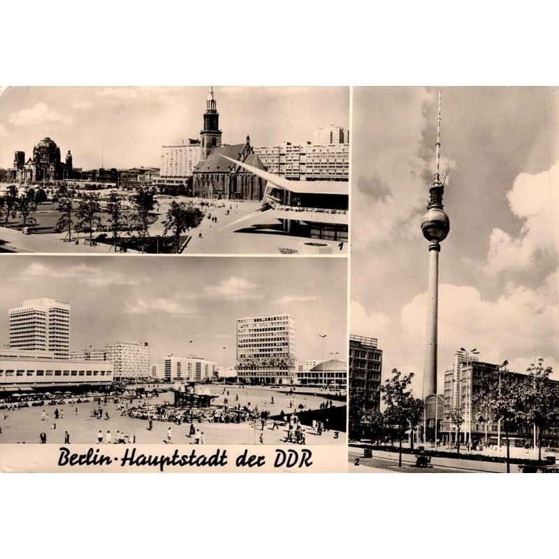CPSM Berlin Est Alexanderplatz Fernsehturm capitale de la RDA DDR carte postale 1975