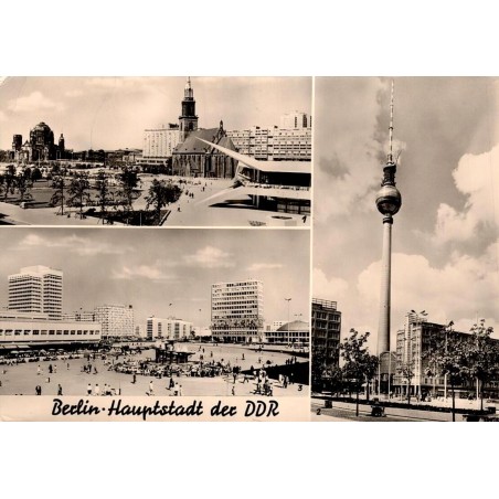 CPSM Berlin Est Alexanderplatz Fernsehturm capitale de la RDA DDR carte postale 1975