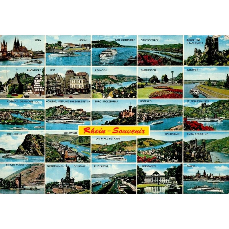 CPSM Rhein Souvenir vallée du Rhin Cologne Coblence Lorelei Rüdesheim Allemagne multivues